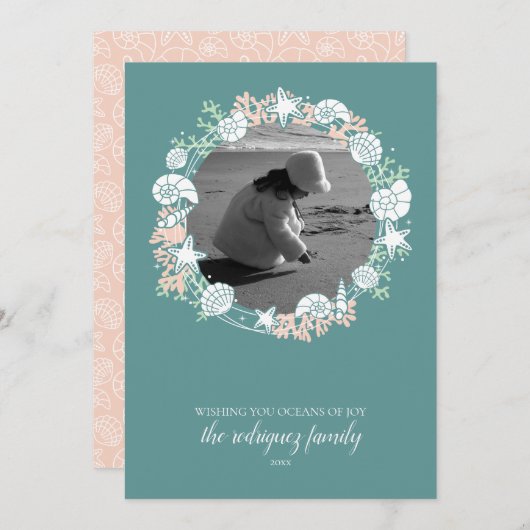 Kustfoto van Shell met kerstmis Feestdagenkaart (Voorkant / Achterkant)