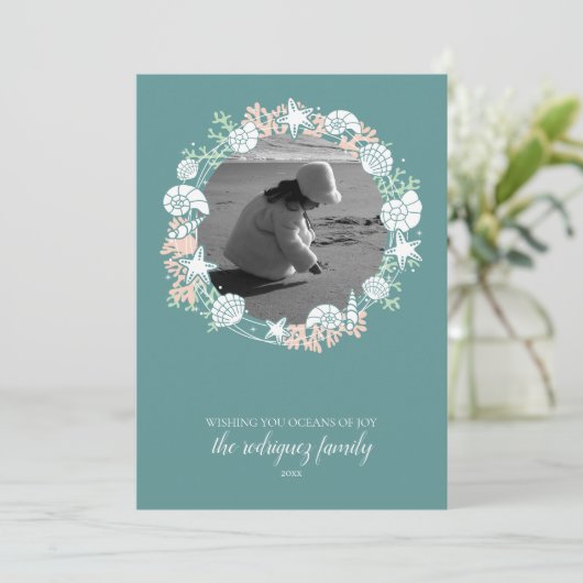 Kustfoto van Shell met kerstmis Feestdagenkaart (Staand voorkant)