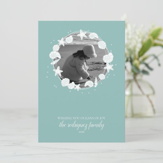 Kustfoto van Shell met kerstmis Kaart (Staand voorkant)