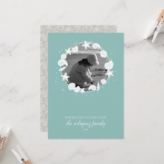 Kustfoto van Shell met kerstmis Kaart (Voorkant / Achterkant in situ)