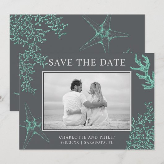 Kustfoto Wedding Save the Date Kaart (Voorkant / Achterkant)