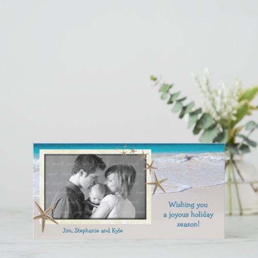 Kustfotokaart voor familiebezoek in de kustwateren feestdagenkaart (Staand voorkant)