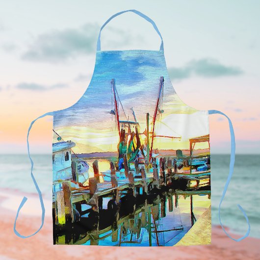 Kustgarnalenboot bij Sunset Painterly Schort