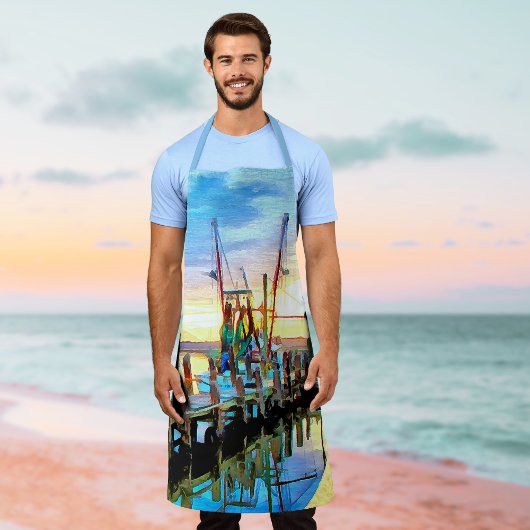 Kustgarnalenboot bij Sunset Painterly Schort