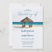 Kustgazebo strand bruiloft uitnodigingen (Voorkant)