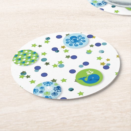 Kustgebied Critter ontwerp Ronde Kartonnen Onderzetter (Gebogen)