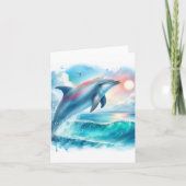 Kustgebied onder het Zee Dolfijn Bedankkaart (Voorkant)