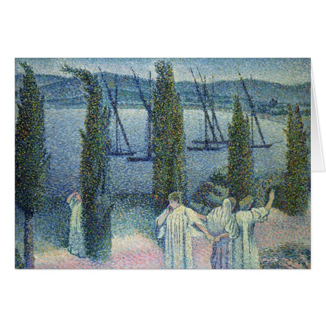 Kustgebied Uitzicht met Cypress Trees, 1896 (Voorkant Horizontaal)