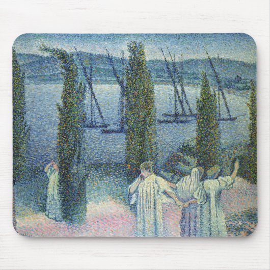 Kustgebied Uitzicht met Cypress Trees, 1896 Muismat (Voorkant)