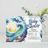 Kustgebied Waterverf Baby shower Kaart (Staand voorkant)