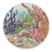 Kustgebied Zee - Zeepaardkoraal Keramische Knop (Voorkant)