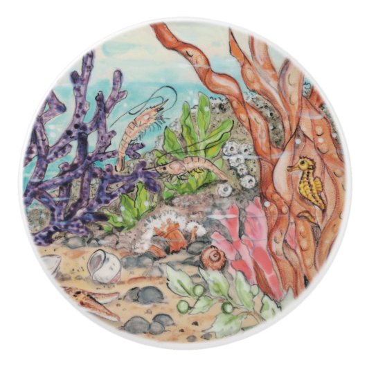 Kustgebied Zee - Zeepaardkoraal Keramische Knop (Voorkant)