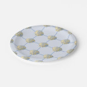 Kustgeel en blauw geschilderde zeeschelp checkers papieren bordje (Gekanteld)