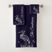 Kustgeïndividualiseerde witte herenvogels marinebl bad handdoek (Insitu)