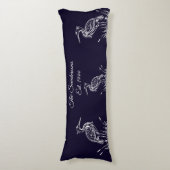 Kustgeïndividualiseerde witte herenvogels marinebl lichaamskussen (Voorkant Verticaal)