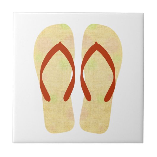 Kustgele Teenslippers Tegeltje (Voorkant)