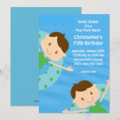 KUSTGENOEMDE jongens Pool Party of Birthday Uitnod Kaart (Voorkant / Achterkant)