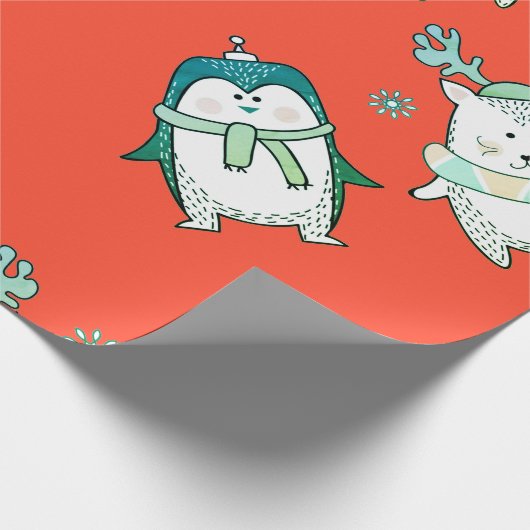 KUSTGETEKENDE DIERCHRISTMAS WRAPPING CADEAUPAPIER (Hoek)
