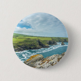 Kustgezichten vanuit Willapark Lookout Boscastle Ronde Button 5,7 Cm
