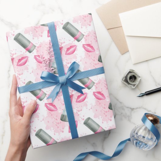Kustgirly make-up en kisses party wrap cadeaupapier (Geschenken)
