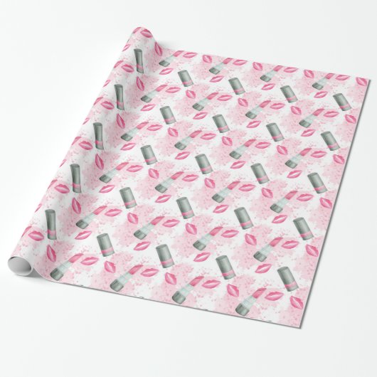 Kustgirly make-up en kisses party wrap cadeaupapier (Uitgerold)