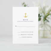 Kustglamour | Gold Anchor en Navy Blue RSVP (Staand voorkant)