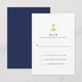 Kustglamour | Gold Anchor en Navy Blue RSVP (Voorkant / Achterkant)