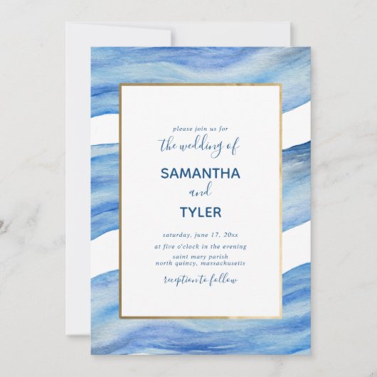 Kustgolf van de Elegance-Waterverf in Classic Blue Kaart (Voorkant)