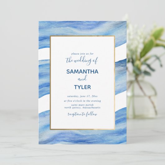 Kustgolf van de Elegance-Waterverf in Classic Blue Kaart (Staand voorkant)