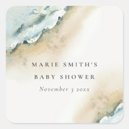 Kustgolf van Zee Zandband Nautisch Baby shower Vierkante Sticker