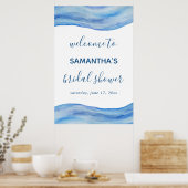 Kustgolf Waterverf Blauwe Bruiloftfeest Sign Poster (Keuken)