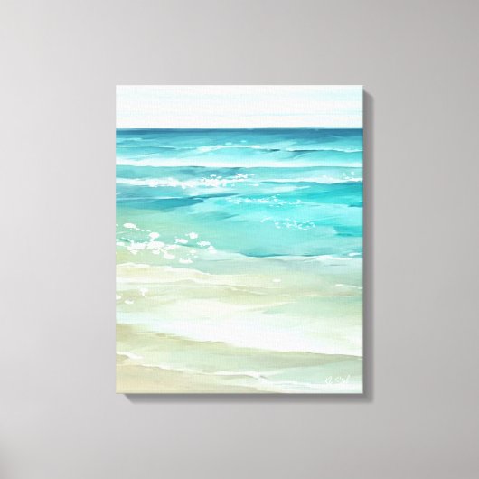 Kustgolf Waterverf Kustgolf Canvas Afdruk (Voorkant)