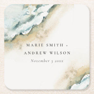 Kustgolf Zee Zandband Nautical Weddenschap Kartonnen Onderzetters