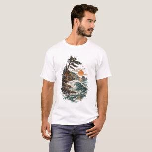 Kustgolfzonsondergang Landschap T-shirt