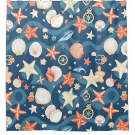 Kustgolven en schelpen Douchegordijn