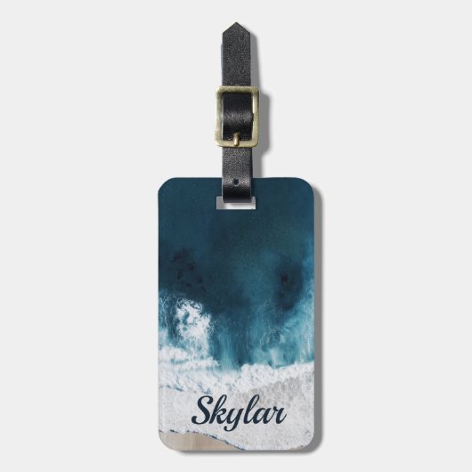 Kustgolven Uitzicht gepersonaliseerd Bagagelabel (Voorkant verticaal)