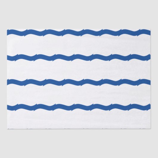 Kustgolven zee blauw wit nautisch patroon tissuepapier (Voorkant)