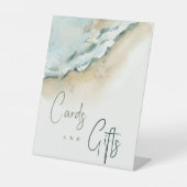 Kustgolven Zee Zand Strand Bruiloft Kaarten & Gesc Reclamebord Met Voetstuk (Voorkant)