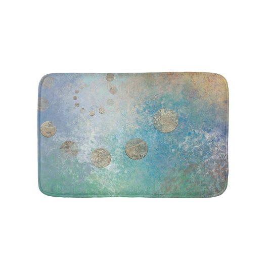 Kustgoten | Blauwe en groene Waterverf Gold Badmat (Voorkant)