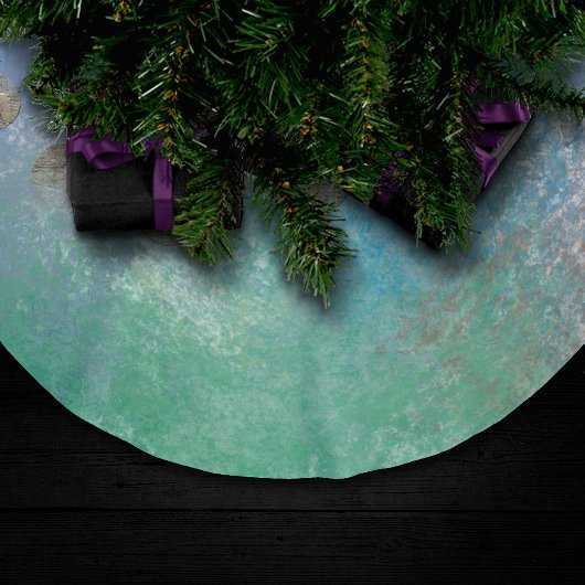 Kustgoten | Blauwe en groene Waterverf Gold Kerstboom Rok