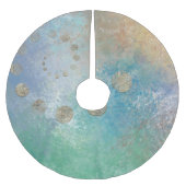 Kustgoten | Blauwe en groene Waterverf Gold Kerstboom Rok (Voorkant)