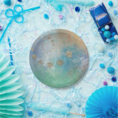 Kustgoten | Blauwe en groene Waterverf Gold Papieren Bordje (Feest)