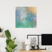 Kustgoten | Blauwe en groene Waterverf Gold Poster (Thuiskantoor)