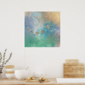 Kustgoten | Blauwe en groene Waterverf Gold Poster (Keuken)