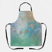 Kustgoten | Blauwe en groene Waterverf Gold Schort (Voorkant)