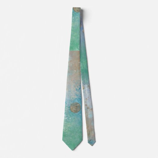 Kustgoten | Blauwe en groene Waterverf Gold Stropdas (Voorkant)