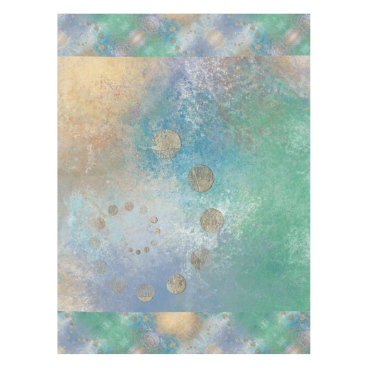 Kustgoten | Blauwe en groene Waterverf Gold Tafelkleed (Voorkant)