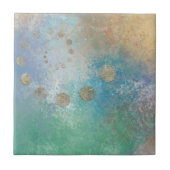 Kustgoten | Blauwe en groene Waterverf Gold Tegeltje (Voorkant)