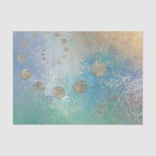 Kustgoten | Blauwe en groene Waterverf Gold Tissuepapier (Voorkant)