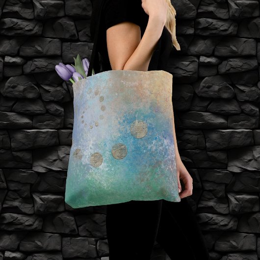 Kustgoten | Blauwe en groene Waterverf Gold Tote Bag